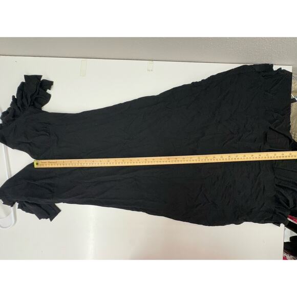 Womens Maxi Dress Size Small Black Nomani Flutter Sleeve V-Neck Low Cut Back - Picture 11 of 13